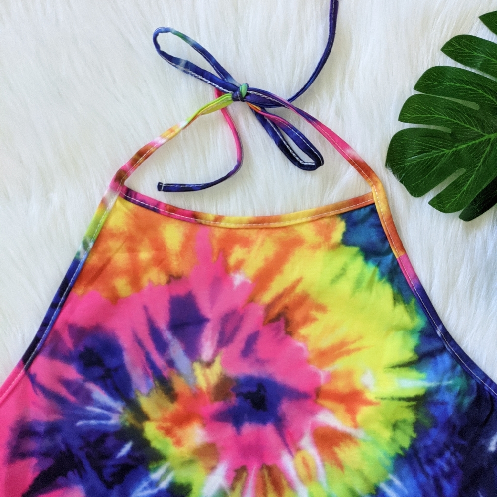 Tie dye halter tie neck crop top - Picture 4 of 5